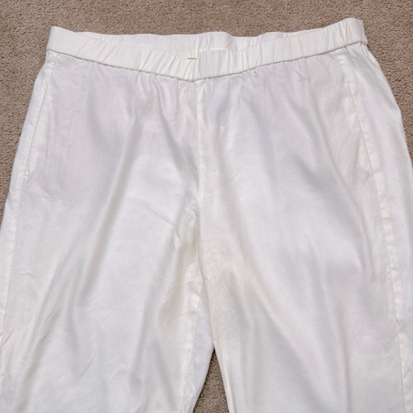 NWT J. Jill High Waisted Linen Blend Straight Cuffed White Pants Size XL Tall - Picture 3 of 9